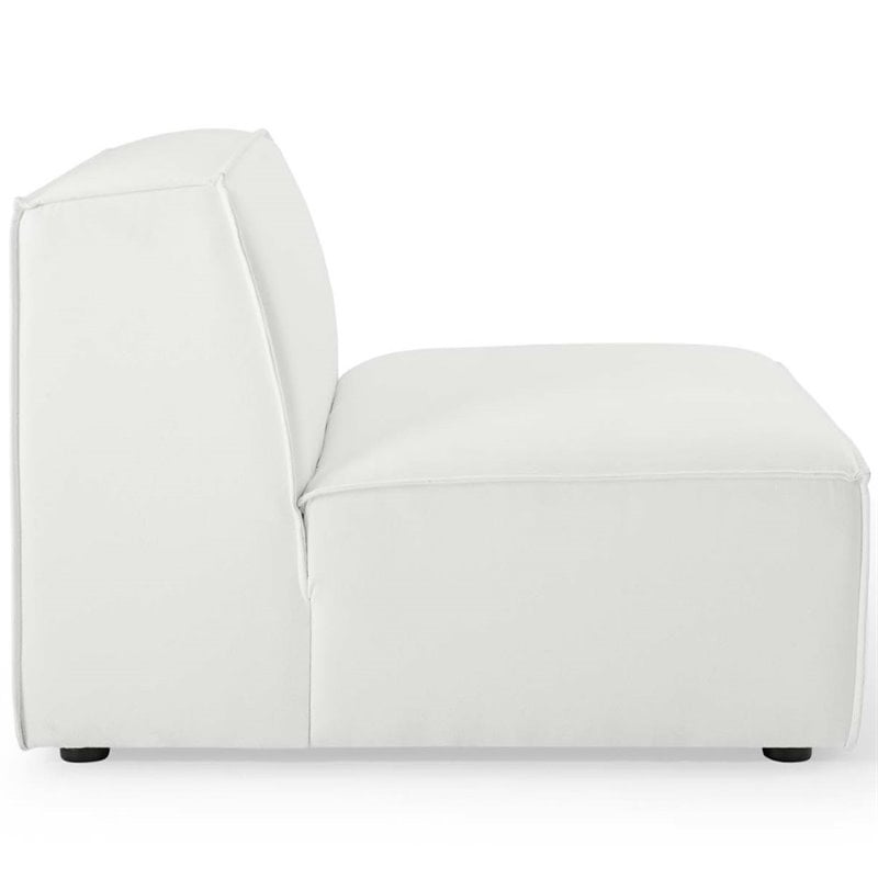 Pemberly Row 3-Piece Modern Fabric Upholstered Sectional Sofa in White