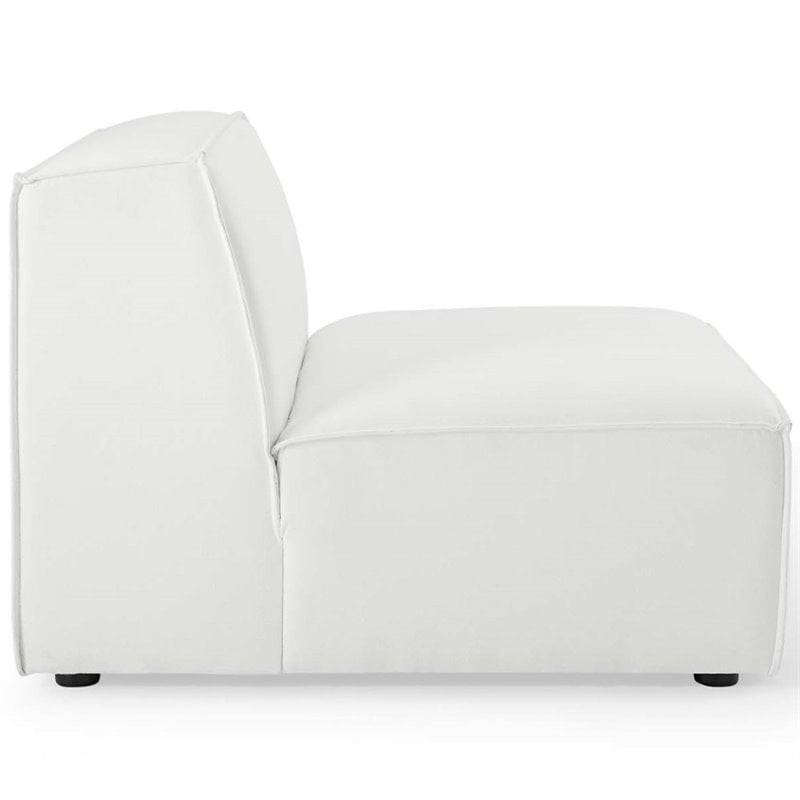 Pemberly Row 5-Piece Modern Fabric Upholstered Sectional Sofa in White