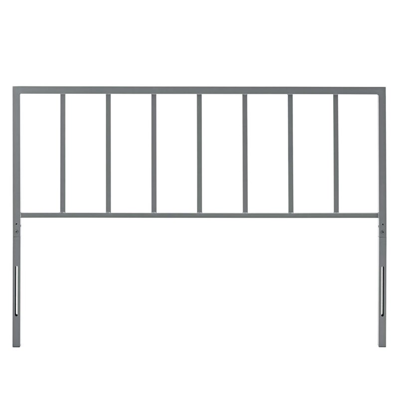 Pemberly Row King Modern Style Powder Coated Iron Headboard in Gray