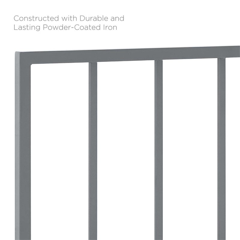 Pemberly Row King Modern Style Powder Coated Iron Headboard in Gray