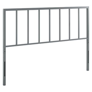 Pemberly Row King Modern Style Powder Coated Iron Headboard in Gray