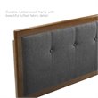 Pemberly Row Tufted King Fabric and Wood Headboard in Walnut/Charcoal