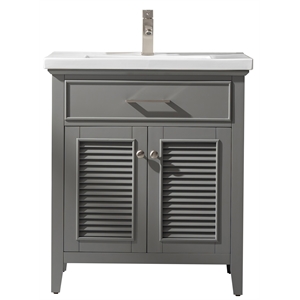 Pemberly Row Modern 30&quot Wood Single Sink Vanity In Gray Finish