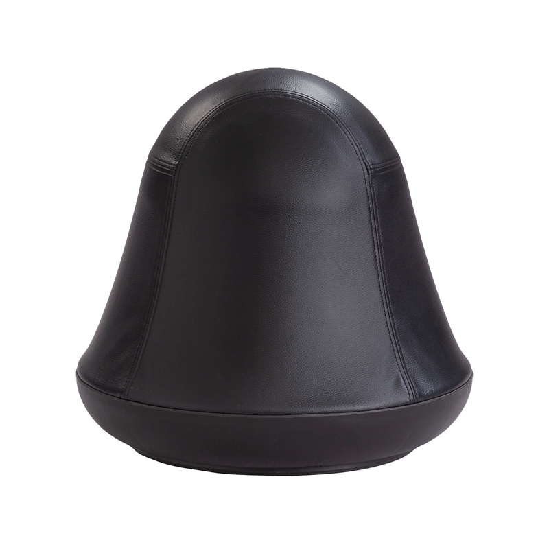 Pemberly Row Vinyl Upholstered Swivel Pump Ball Chair in Black