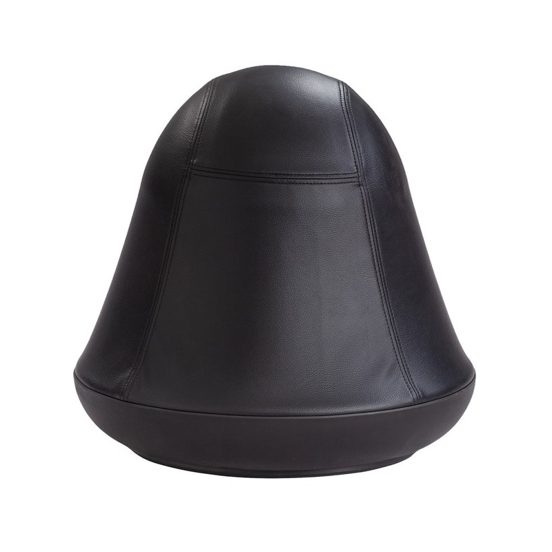 Pemberly Row Vinyl Upholstered Swivel Pump Ball Chair in Black