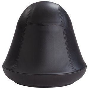 Pemberly Row Vinyl Upholstered Swivel Pump Ball Chair in Black