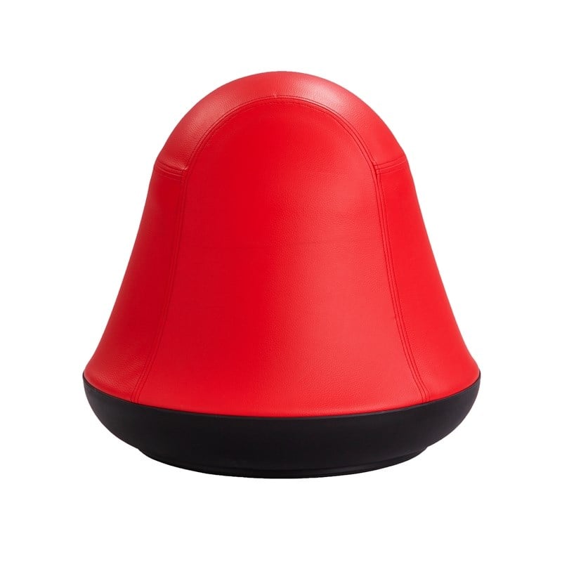 Pemberly Row Vinyl Upholstered Swivel Pump Ball Chair in Red