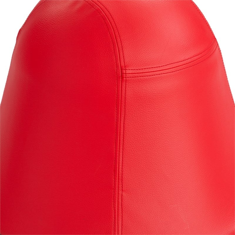 Pemberly Row Vinyl Upholstered Swivel Pump Ball Chair in Red