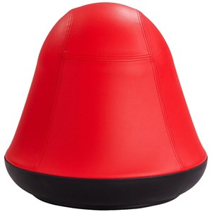 Pemberly Row Vinyl Upholstered Swivel Pump Ball Chair in Red