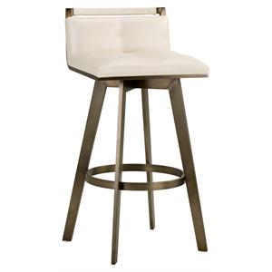 Pemberly Row 30&quot Modern Faux Leather Swivel Barstool in Castillo Cream