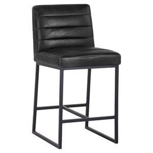 Pemberly Row 26&quot Modern Faux Leather Counter Stool in Coal Black
