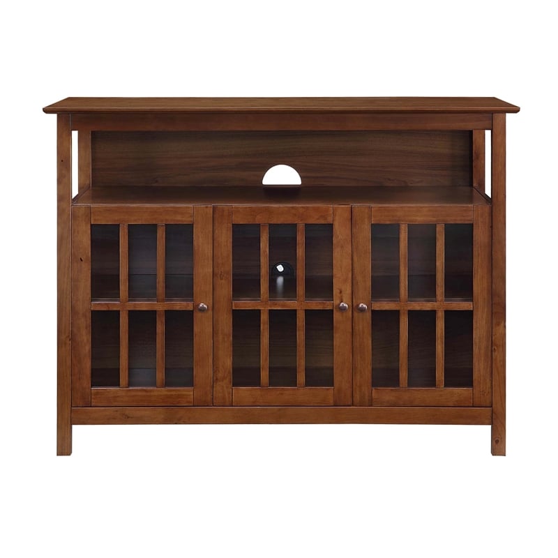 Pemberly Row Deluxe 48-inch TV Stand w/ Storage Cabinets and Shelf - Walnut Wood