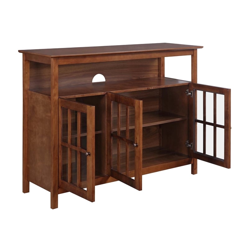 Pemberly Row Deluxe 48-inch TV Stand w/ Storage Cabinets and Shelf - Walnut Wood