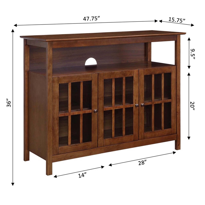 Pemberly Row Deluxe 48-inch TV Stand w/ Storage Cabinets and Shelf - Walnut Wood