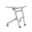 Pemberly Row Transitional Metal Mobile Trapezoid Desk in White Finish