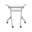 Pemberly Row Transitional Metal Mobile Trapezoid Desk in White Finish