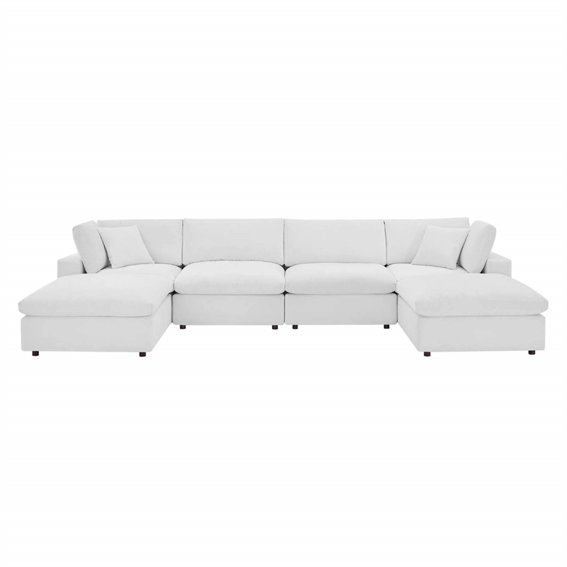Pemberly Row 6-Piece Performance Velvet Sectional Sofa in White