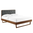 Pemberly Row King Wood Platform Bed with Angular Frame in Walnut/Charcoal