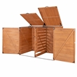 Pemberly Row Medium Horizontal Wood Trash and Recycling Storage Shed in Brown