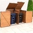 Pemberly Row Medium Horizontal Wood Trash and Recycling Storage Shed in Brown
