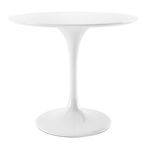 Pemberly Row 36&quot Round Fiberglass and Metal Dining Table in White