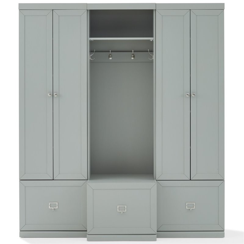 Pemberly Row 3 Piece Modern Wooden Entryway Storage Set in Gray
