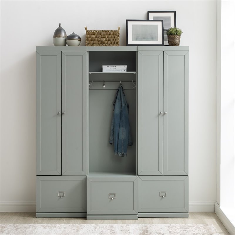 Pemberly Row 3 Piece Modern Wooden Entryway Storage Set in Gray
