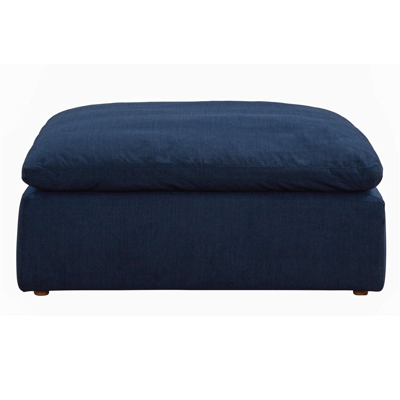 Pemberly Row Fabric Slipcovered Sectional Modular Ottoman in Navy