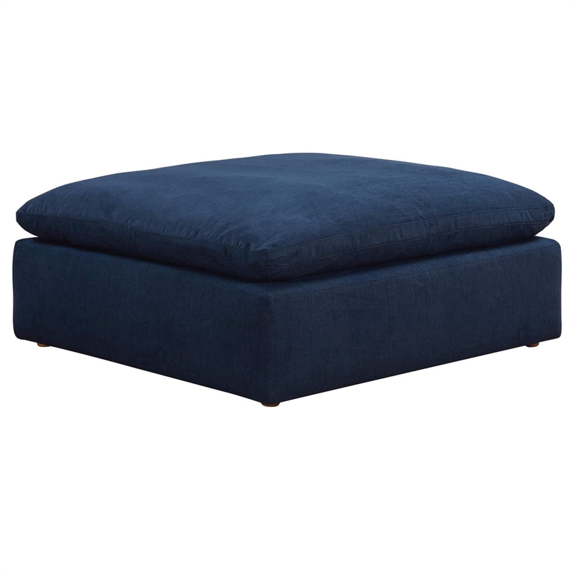 Pemberly Row Fabric Slipcovered Sectional Modular Ottoman in Navy