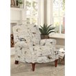 Pemberly Row Bird Script Fabric Manual Reclining Chair in Ivory