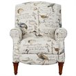 Pemberly Row Bird Script Fabric Manual Reclining Chair in Ivory