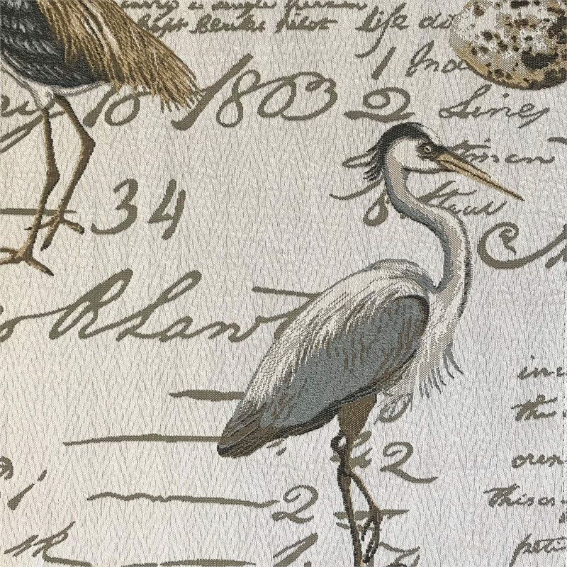 Pemberly Row Bird Script Fabric Manual Reclining Chair in Ivory