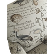 Pemberly Row Bird Script Fabric Manual Reclining Chair in Ivory