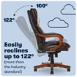 Pemberly Row Big and Tall Executive Office Chair with Wood Accents Brown