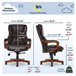 Pemberly Row Big and Tall Executive Office Chair with Wood Accents Brown
