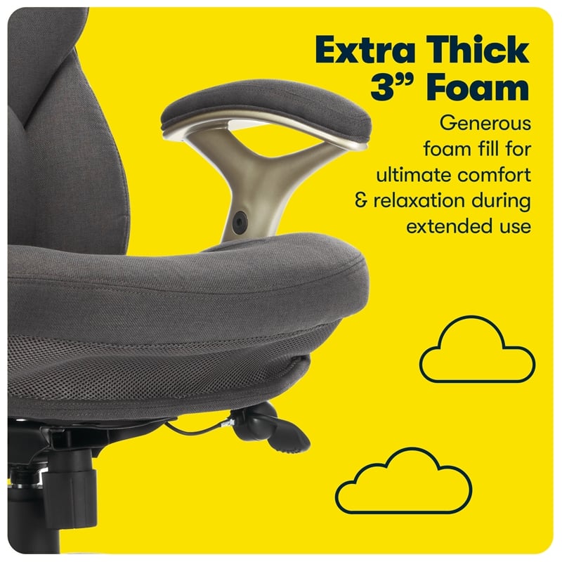 Pemberly Row Back in Motion Office Chair in Dark Gray Fabric