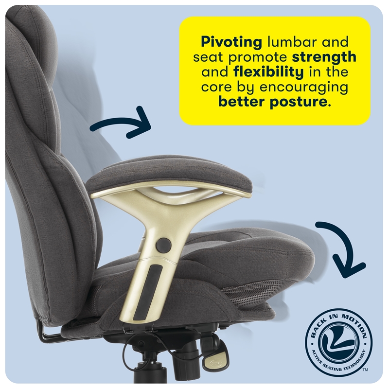 Pemberly Row Back in Motion Office Chair in Dark Gray Fabric