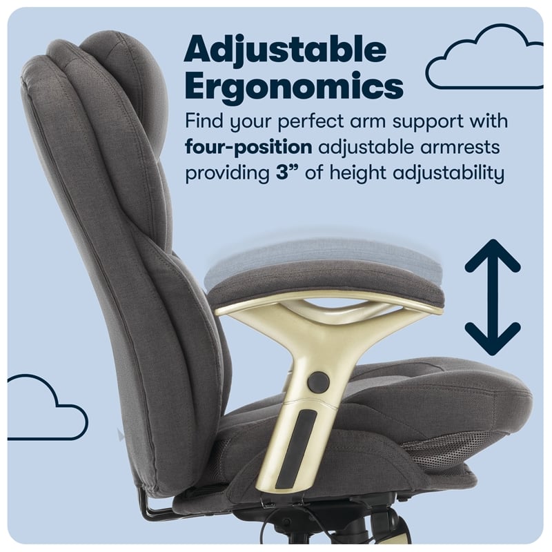 Pemberly Row Back in Motion Office Chair in Dark Gray Fabric