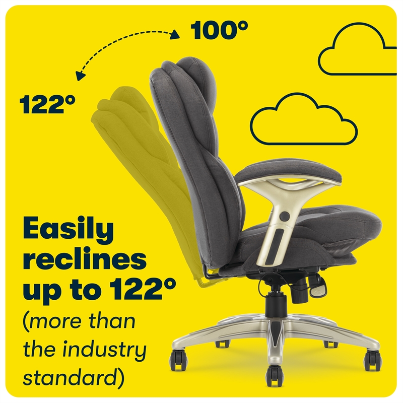 Pemberly Row Back in Motion Office Chair in Dark Gray Fabric