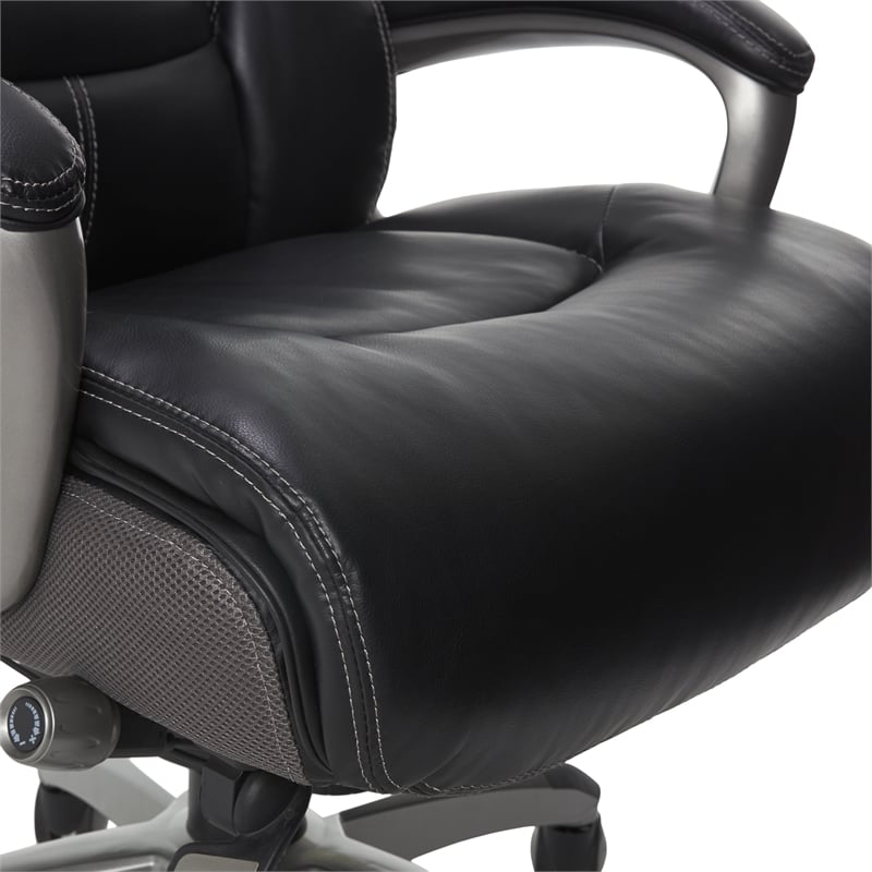 Pemberly Row Executive Office Chair Black Leather and Gray Mesh
