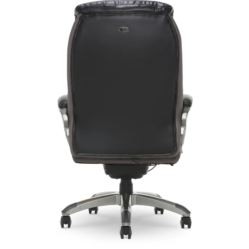 Pemberly Row Executive Office Chair Black Leather and Gray Mesh