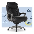 Pemberly Row Executive Office Chair Black Leather and Gray Mesh