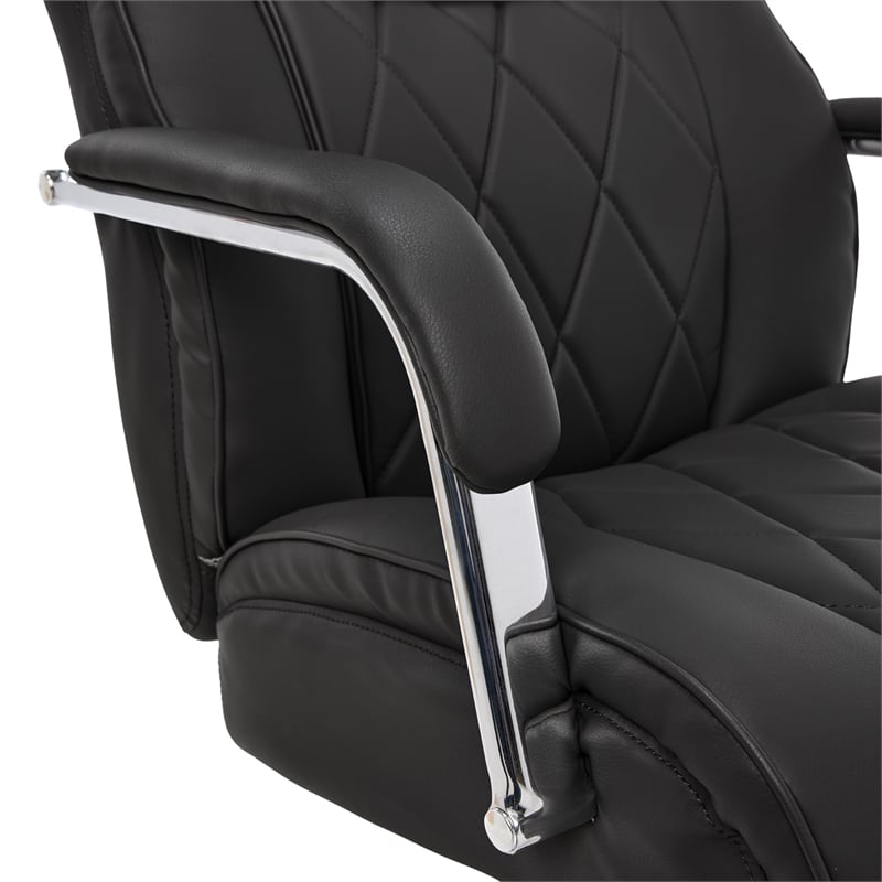 Pemberly Row Modern Leather Executive Office Chair Black Leather