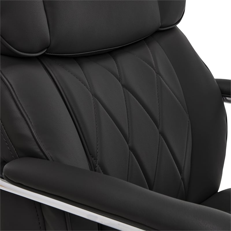 Pemberly Row Modern Leather Executive Office Chair Black Leather
