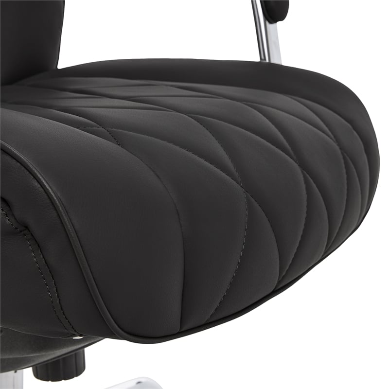 Pemberly Row Modern Leather Executive Office Chair Black Leather