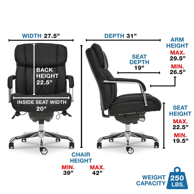 Pemberly Row Modern Leather Executive Office Chair Black Leather
