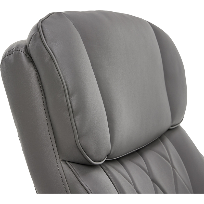 Pemberly Row Modern Leather Executive Office Chair Gray Leather