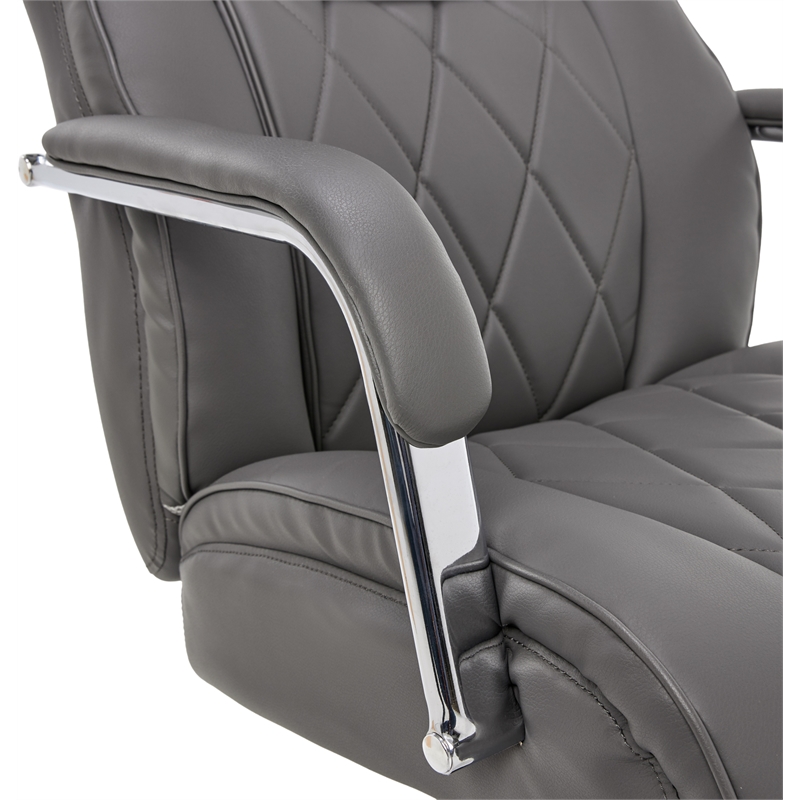 Pemberly Row Modern Leather Executive Office Chair Gray Leather