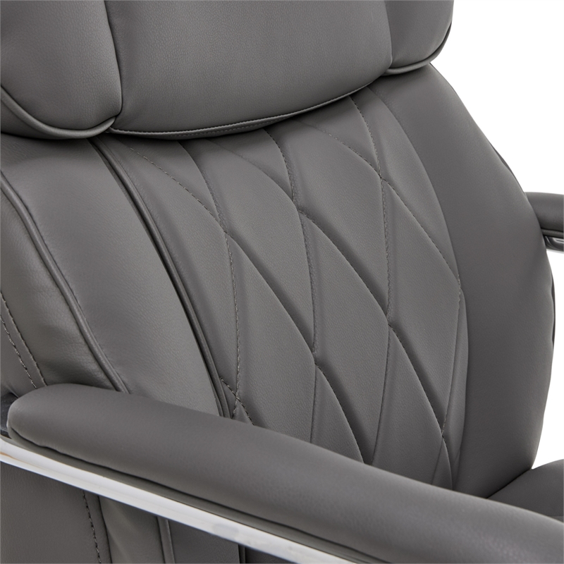Pemberly Row Modern Leather Executive Office Chair Gray Leather