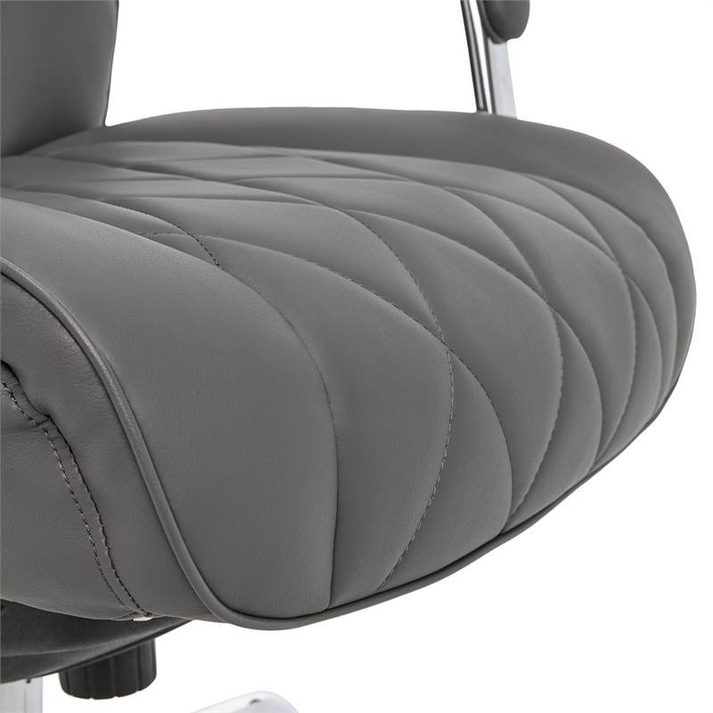 Pemberly Row Modern Leather Executive Office Chair Gray Leather
